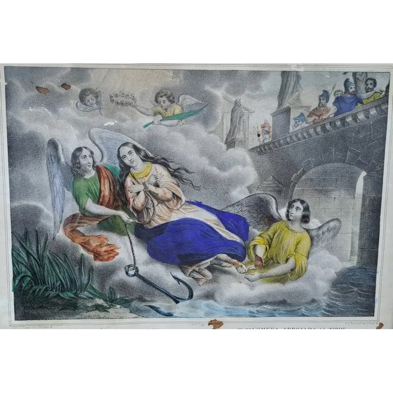 4 grabados, el martirio de Santa Filomena, siglo XIX, Religioso y Devocional, Siglo XIX · vista 11/12