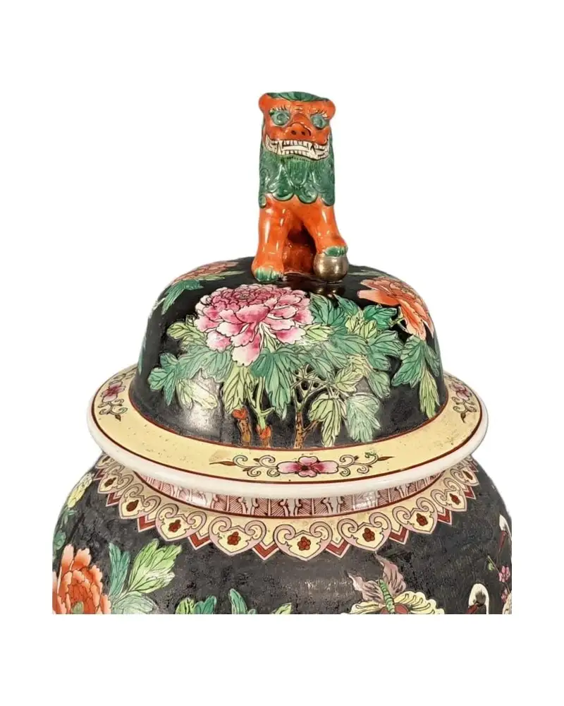 Gran Jarrón oriental de porcelana con león guardián, 86 cm