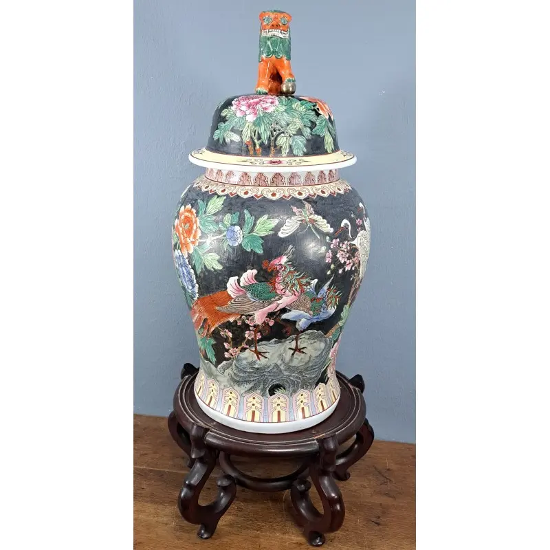 Gran Jarrón oriental de porcelana con león guardián, 86 cm, Cerámica y Alfarería · vista 2/12