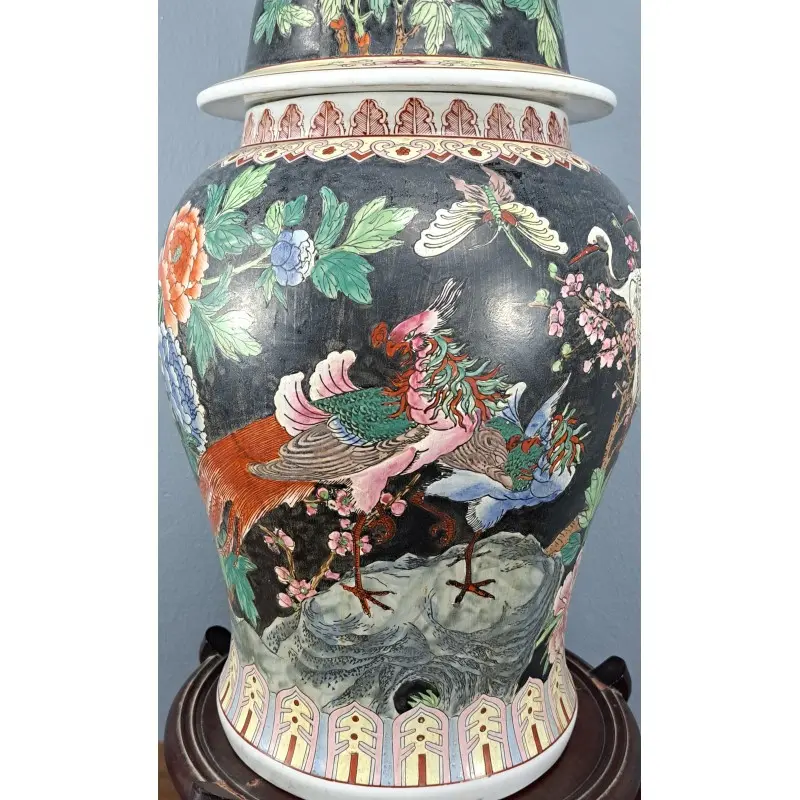 Gran Jarrón oriental de porcelana con león guardián, 86 cm, Cerámica y Alfarería · vista 4/12