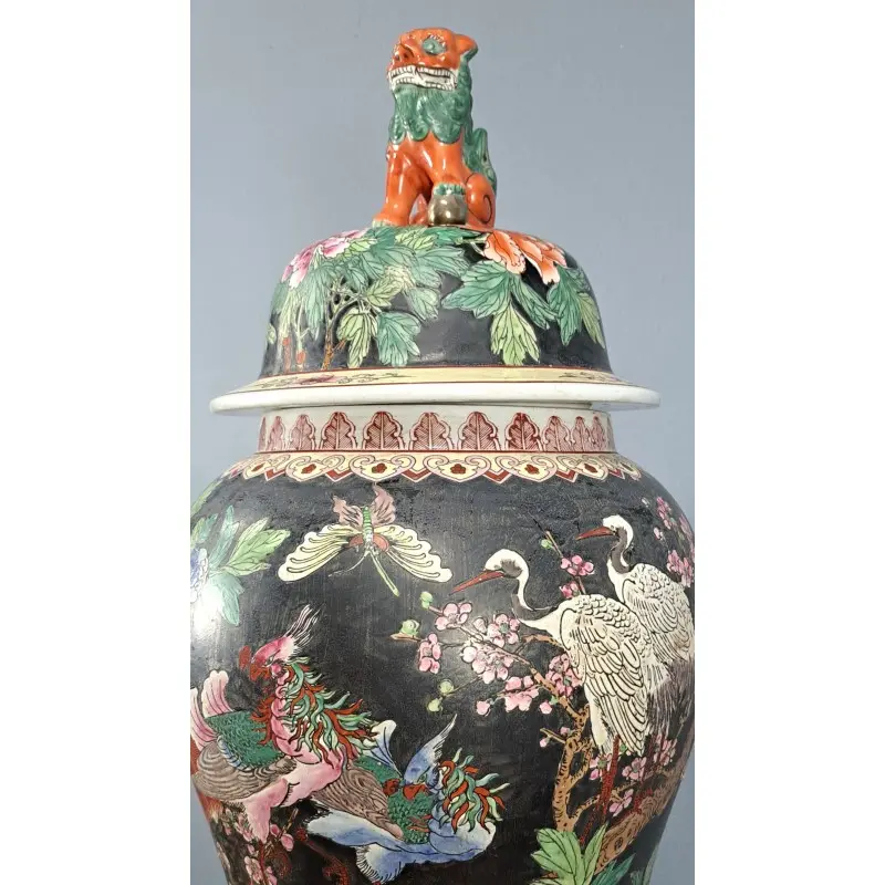 Gran Jarrón oriental de porcelana con león guardián, 86 cm, Cerámica y Alfarería · vista 6/12