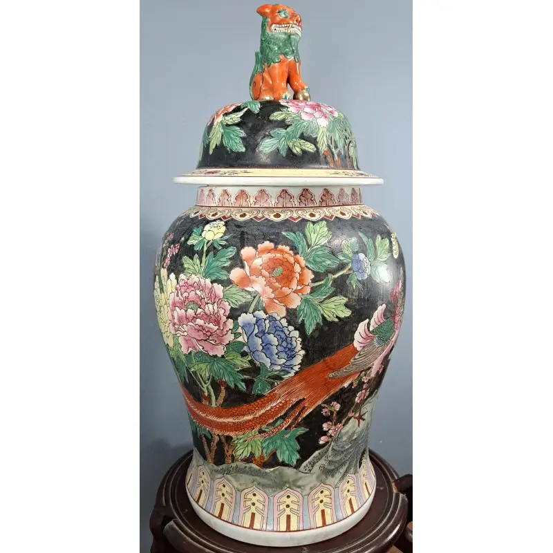 Gran Jarrón oriental de porcelana con león guardián, 86 cm, Cerámica y Alfarería · vista 7/12