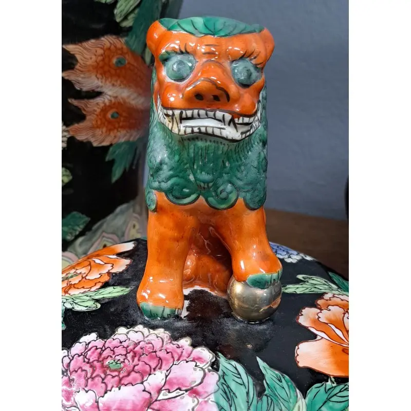 Gran Jarrón oriental de porcelana con león guardián, 86 cm, Cerámica y Alfarería · vista 11/12