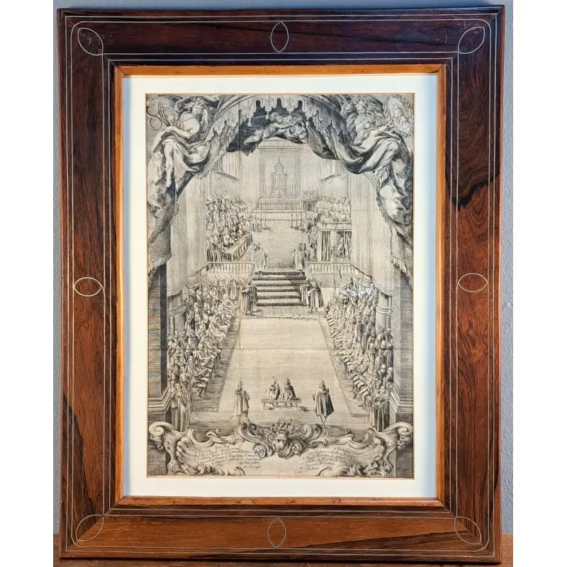 Grabado “Ceremonia Real” – Martín Engelbrecht – Augsburgo, siglo XVIII, Arte y Pintura, Siglo XVIII · vista 2/10