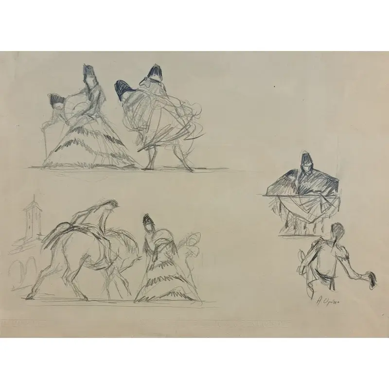 Dibujo original de Alfredo Opisso Cardona (1907-1980), Arte y Pintura · vista 8/9