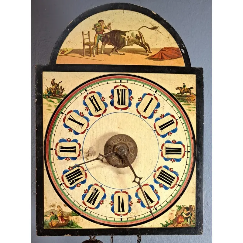 Reloj de pared ratera con escenas taurinas, siglo XIX o principios del XX, Relojes, Siglo XIX · vista 2/12