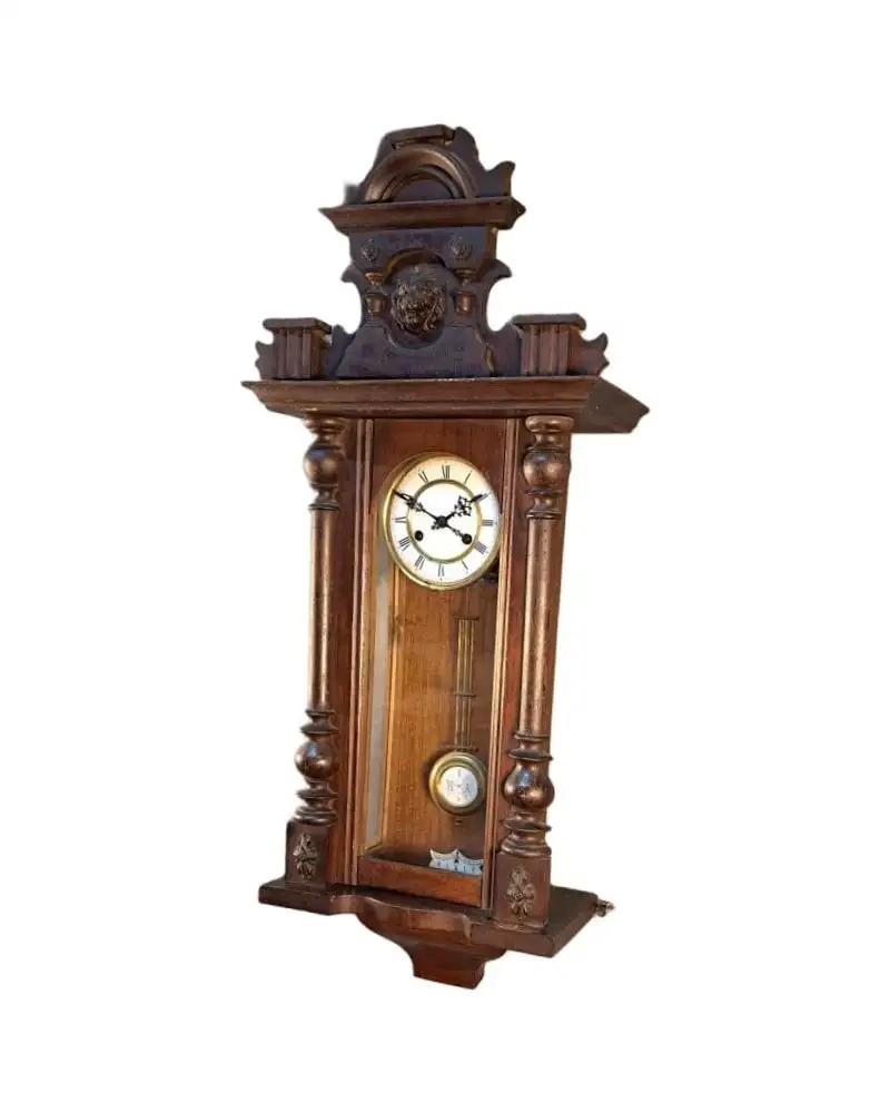 Reloj de pared carga manual, funciona, principios del siglo XX