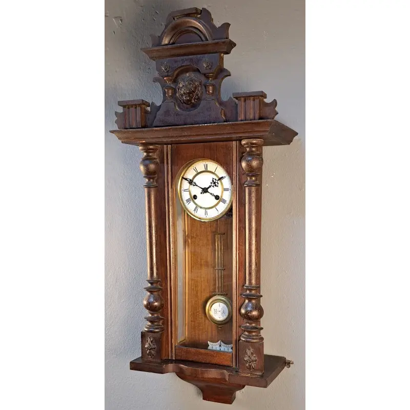Reloj de pared carga manual, funciona, principios del siglo XX, Relojes, Siglo XX