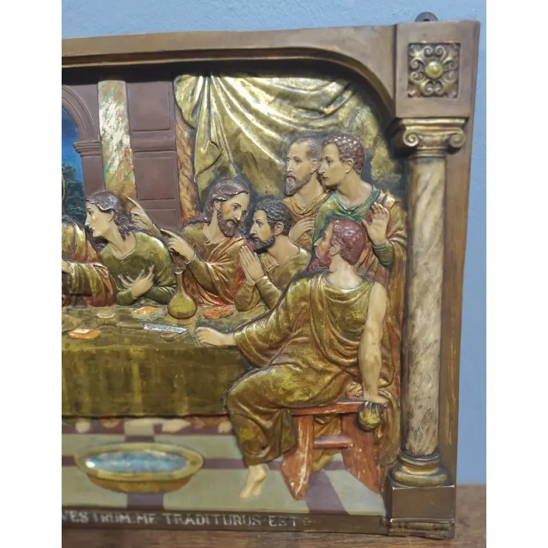 Santa cena de estuco relieve policromado principios siglo XX, Religioso y Devocional, Siglo XX · vista 3/5