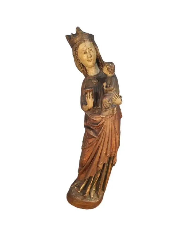 Imagen Virgen de estuco estilo románico 63 cm altura, principios siglo XX