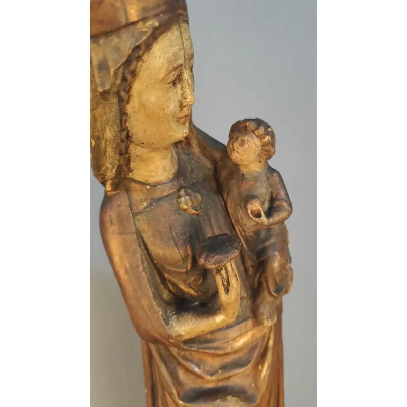 Imagen Virgen de estuco estilo románico 63 cm altura, principios siglo XX, Religioso y Devocional, Siglo XX · vista 3/12
