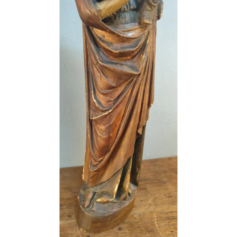 Imagen Virgen de estuco estilo románico 63 cm altura, principios siglo XX, Religioso y Devocional, Siglo XX · vista 4/12