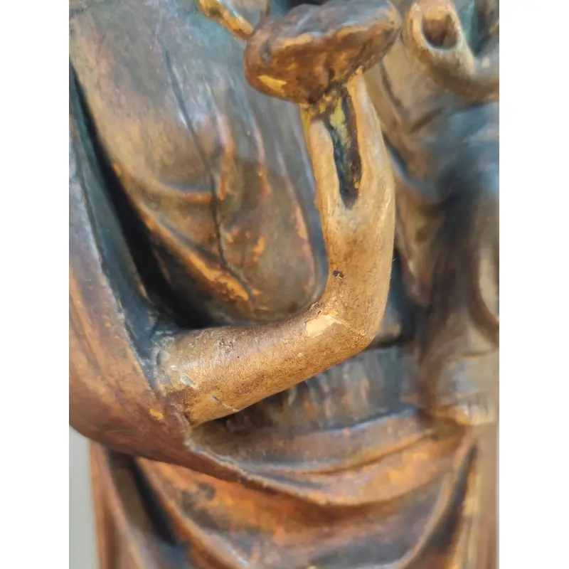 Imagen Virgen de estuco estilo románico 63 cm altura, principios siglo XX, Religioso y Devocional, Siglo XX · vista 5/12