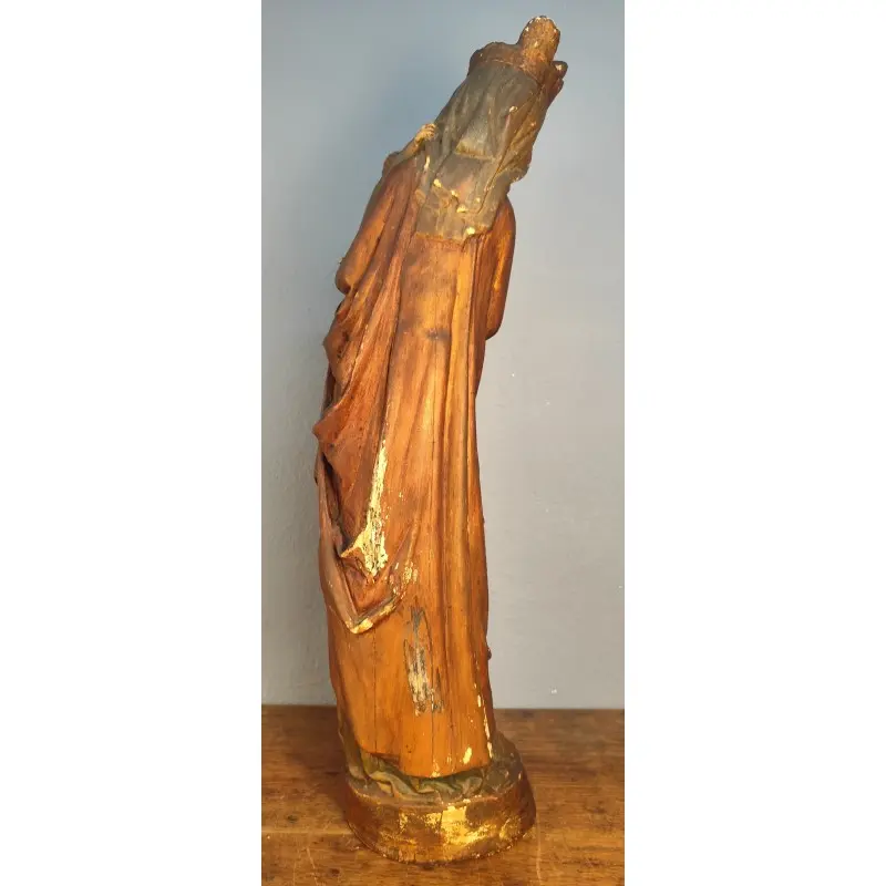 Imagen Virgen de estuco estilo románico 63 cm altura, principios siglo XX, Religioso y Devocional, Siglo XX · vista 9/12