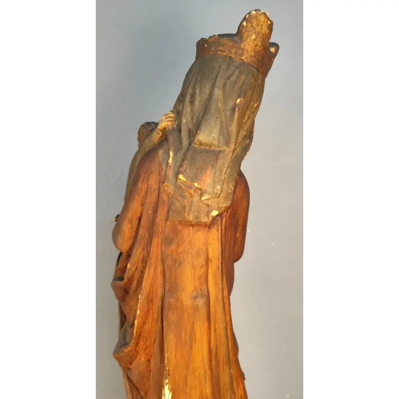 Imagen Virgen de estuco estilo románico 63 cm altura, principios siglo XX, Religioso y Devocional, Siglo XX · vista 12/12