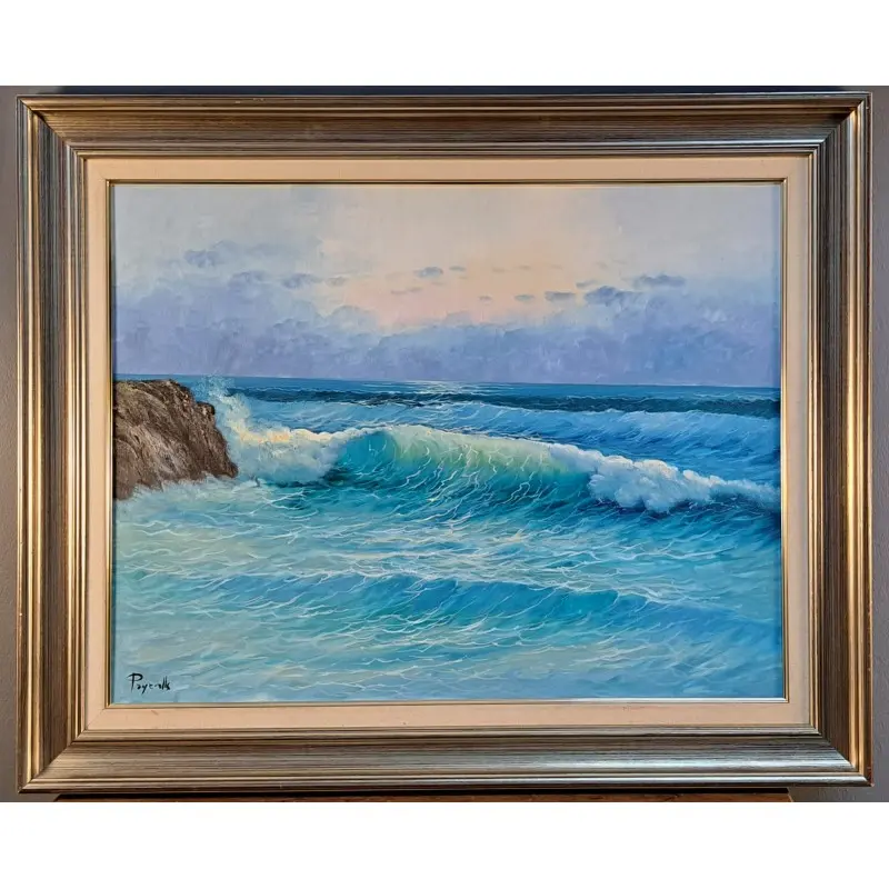 Gran Óleo sobre lienzo firmado Payeralls, marina con oleaje, siglo XX, Arte y Pintura, Siglo XX · vista 2/11