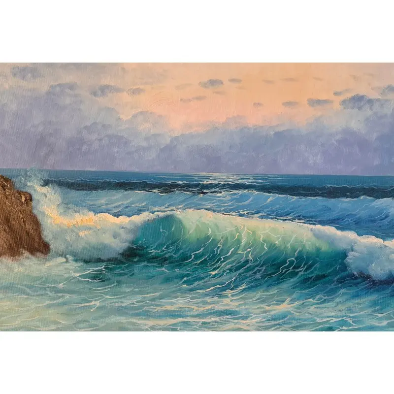 Gran Óleo sobre lienzo firmado Payeralls, marina con oleaje, siglo XX, Arte y Pintura, Siglo XX · vista 3/11