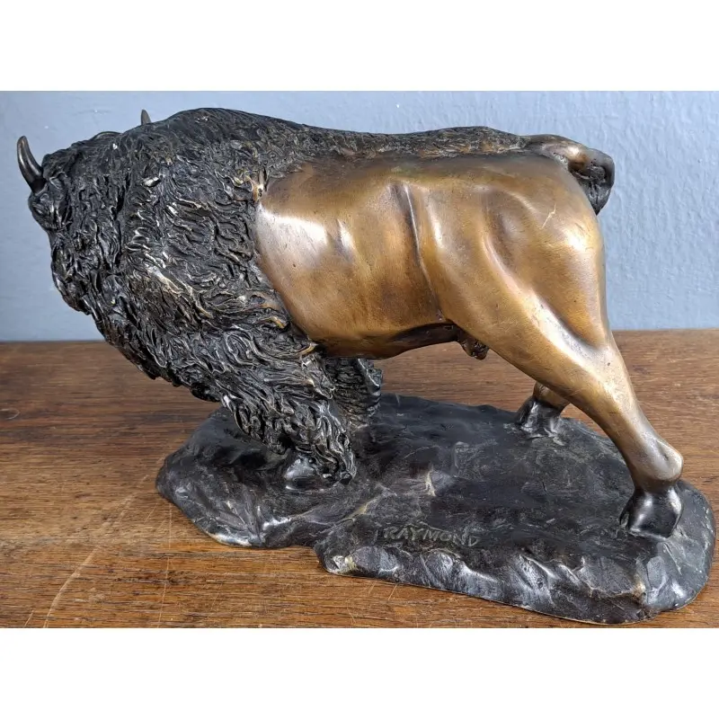 Escultura de bronce, bisonte firmada Raymond, siglo XX, Arte y Pintura, Siglo XX · vista 4/9