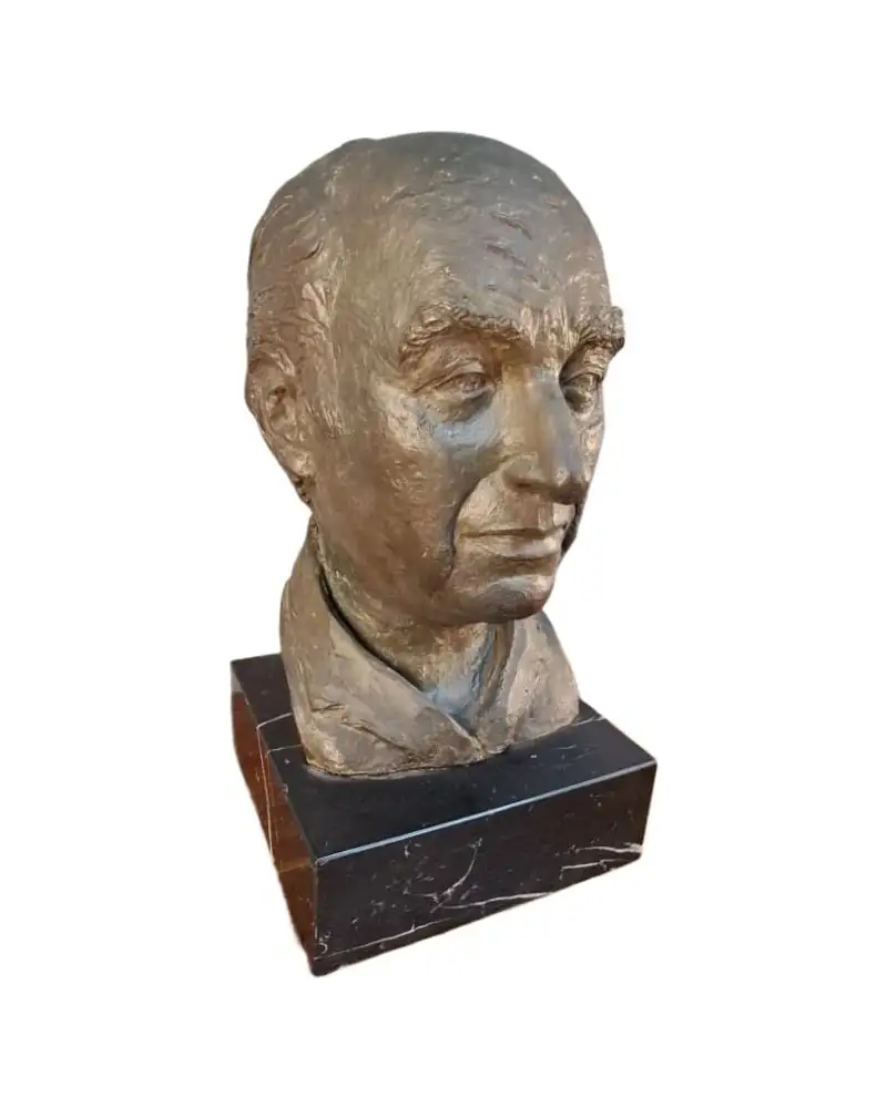 Busto firmado Miralles – bronce sobre base de mármol
