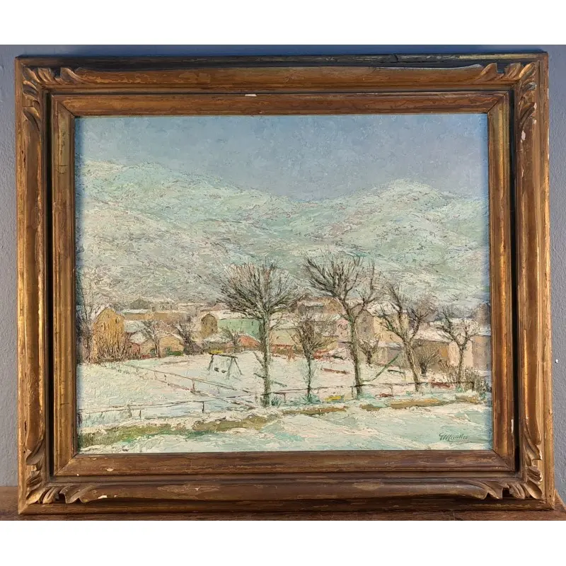 Vicenç Miralles Gacia (1912-1993). Óleo sobre tabla. Paisaje nevado, Arte y Pintura · vista 2/12