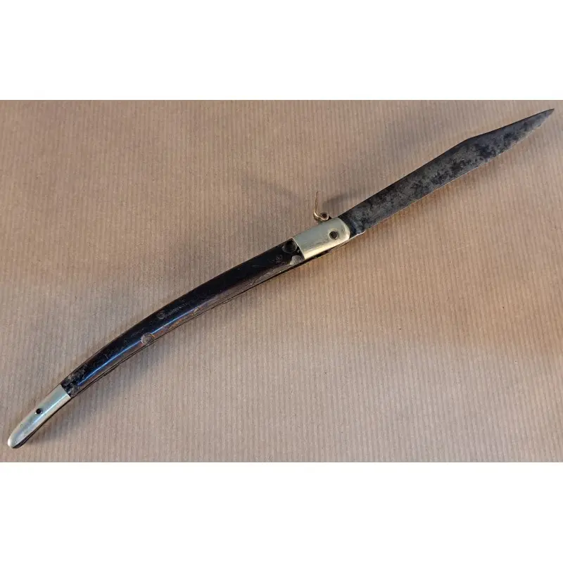 Navaja española siglo XIX de asta y acero, gran tamaño, 27,5 cm abierta, Siglo XIX · vista 4/8