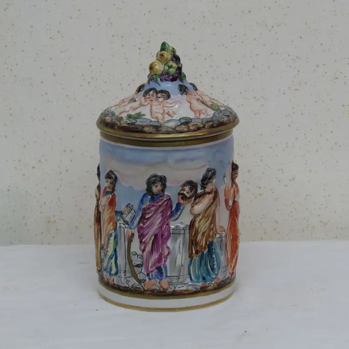 Tarro antiguo de porcelana, Cerámica y Alfarería · vista 3/4