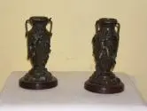 Pareja de violeteros antiguos de calamina, Objetos Decorativos