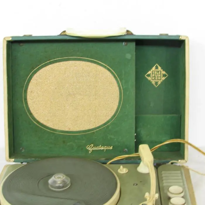 Tocadiscos portátil antiguo · vista 3/3